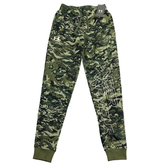 Under Armour Mens Rival Fleece Camo Script Jogger Sweatpants Green S - Picture 1 of 4